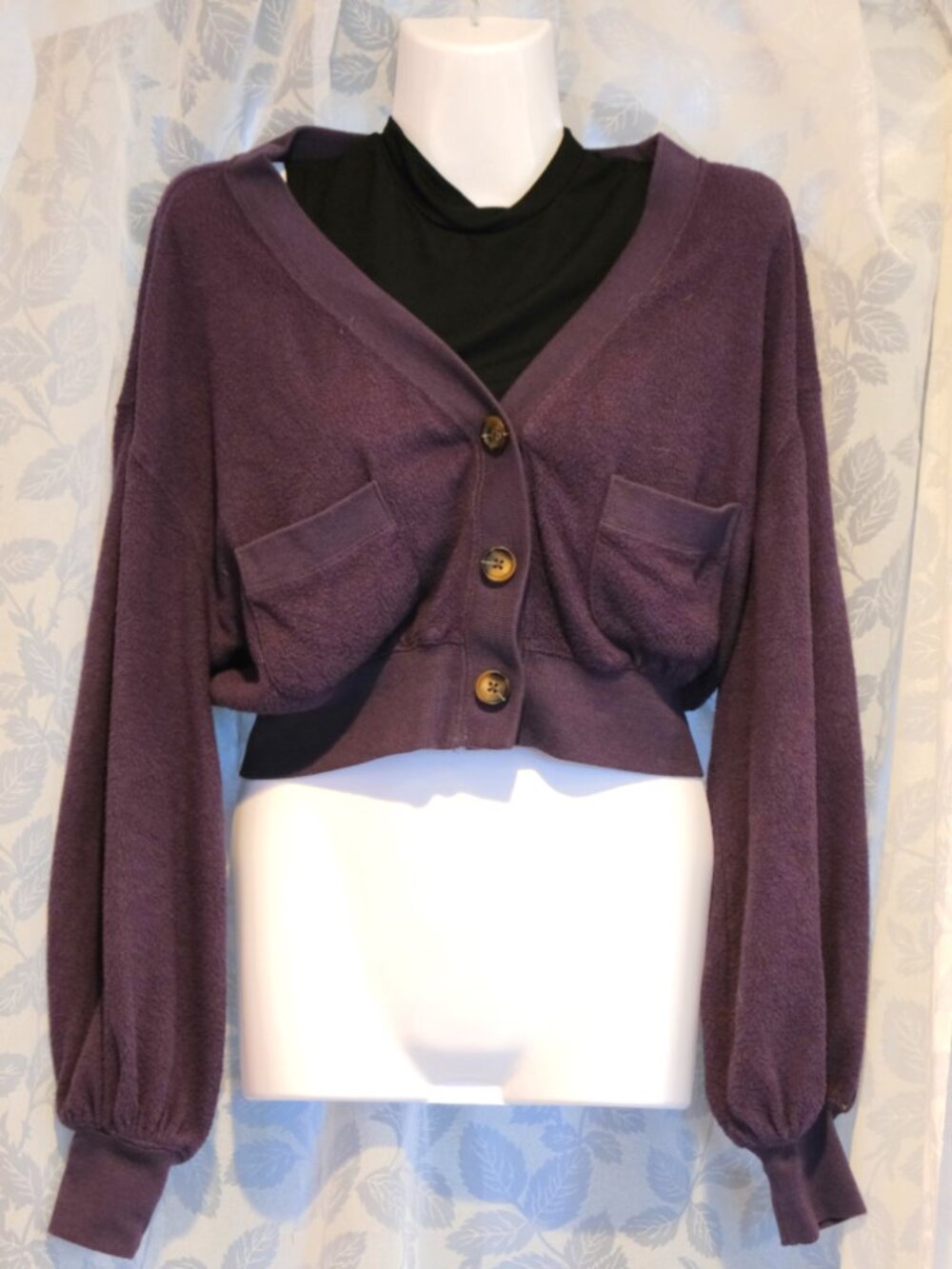 Urban Outfitters Terrycloth Cropped Button Up Sweater